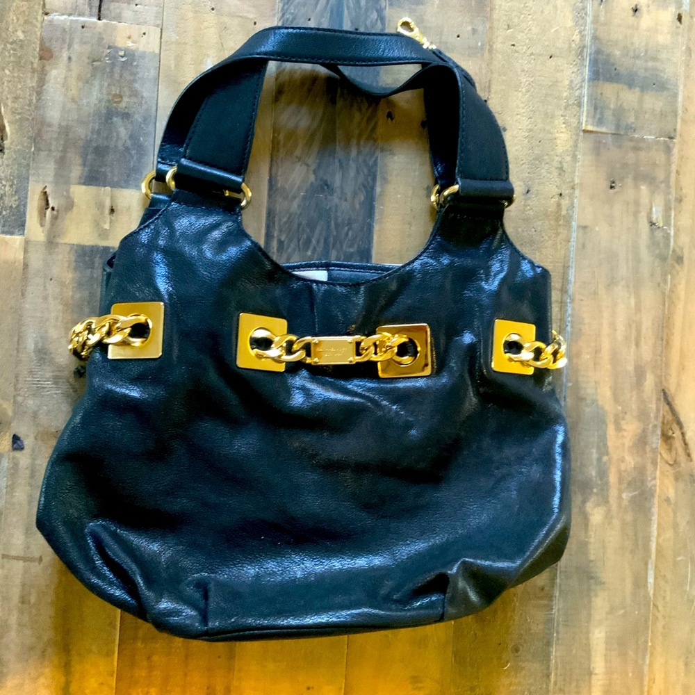 Michael Kors Black Gold Leather Purse